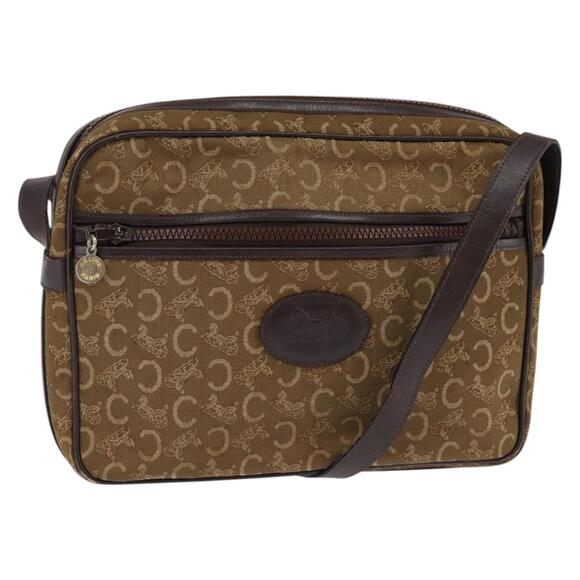 Celine Handbags - CELINE C Sulky Shoulder Bag Canvas Brown Gold